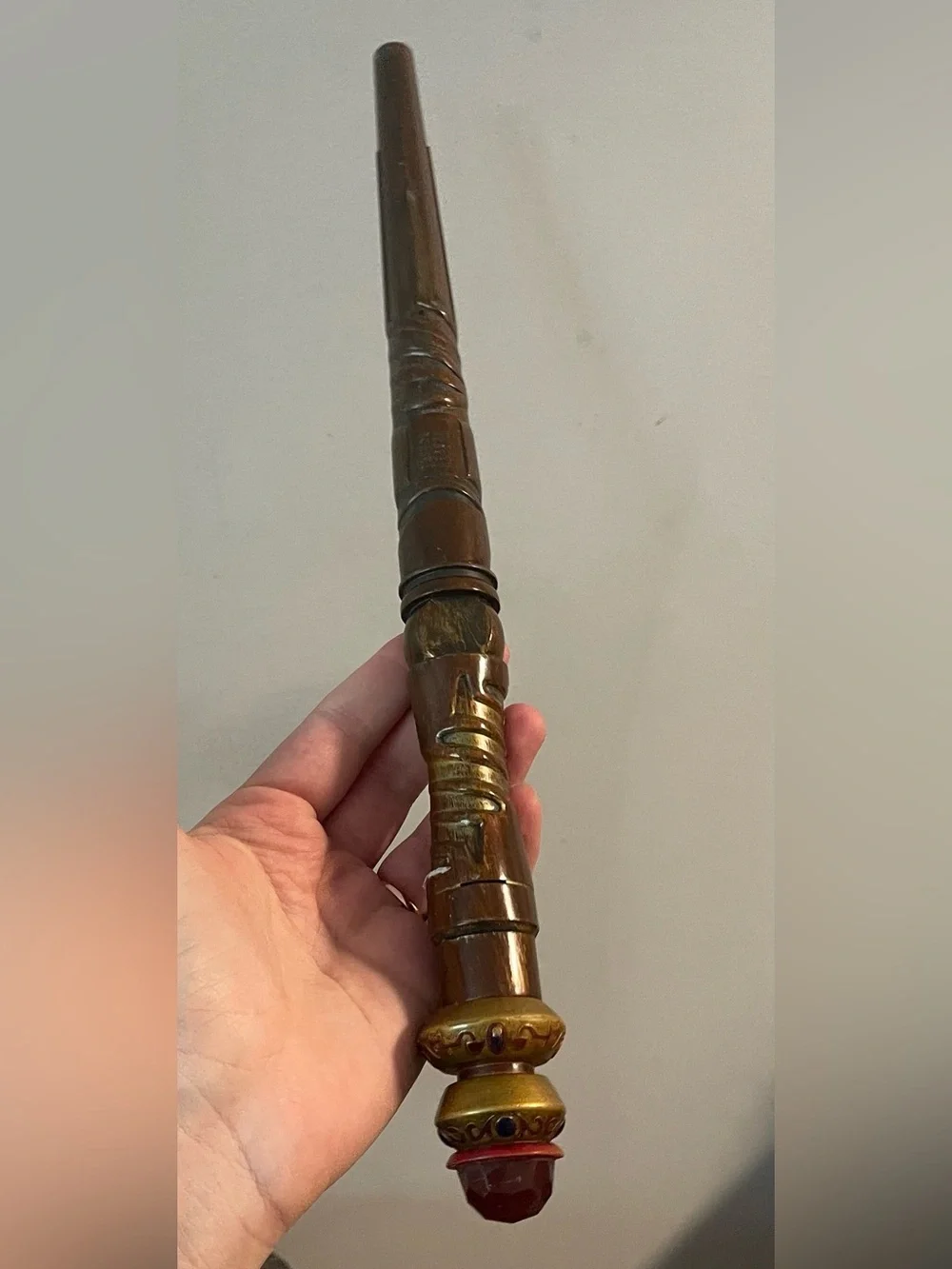 Magiquest Wand Lord Woodsheart Great Wolf Lodge Brown Wood Red Gem Topper Magic - Picture 5 of 10